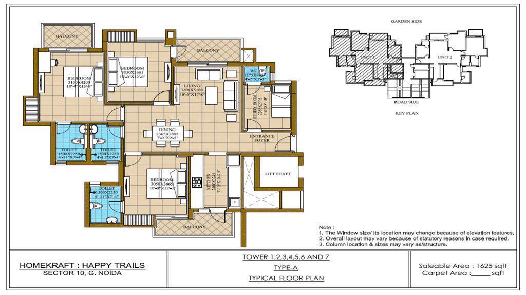 3 BHK large Floor Plan
